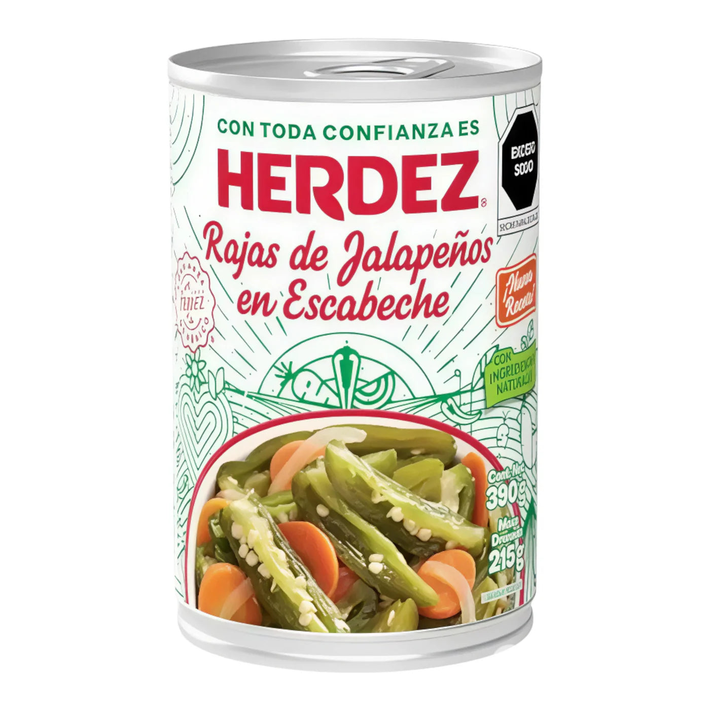 HERDEZ WHOLE JALAPEÑO PEPPERS 390 g