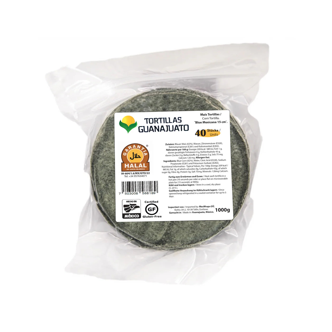 Guanajuato Blue Corn Tortillas 15 cm/1 kg